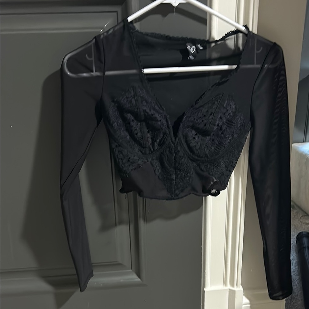 Windsor Black Lace Long Sleeve Top